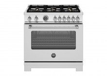 MAS366BCFGMXT LP Bertazonni 36 Inch Dual Fuel Range with Gas Oven and 6 Brass Burners Master Series Liquid Propane Stainless Steel