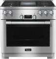 HR11363AGGD Miele 36 Inch Gas Range With 4 Burners and Griddle Natural Gas Clean Touch Steel