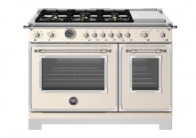 HER486BTFEPAVT Bertazonni 48 inch Dual Fuel Range with Electric Oven and 6 Brass Burners plus Griddle Heritage Series