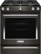 KSGG700EBS KitchenAid 30 inch Gas Slide in Convection Range with Glass Touch Controls PrintShield Black Stainless Steel