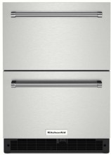 KUDF204KSB KitchenAid 24 inch 4.3 cu. ft. Double Drawer Refrigerator Freezer with Glass Shelves and Max Cool Stainless Steel