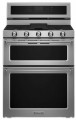 KFDD500ESS KitchenAid 30 inch Dual Fuel Range with Double Oven SatinGlide Rack and Glass Touch Controls