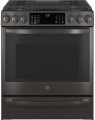 PGS930BPTS GE Profile 30 inch Smart Slide In Front Control Gas Range with No Preheat Air Fry Fingerprint Resistant Black Stainless Steel